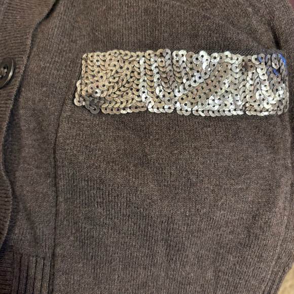 Hollister Vintage Y2K Brown Taupe Cardigan Sweater with Silver Sequins, Size S - Picture 10 of 16